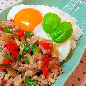 タイ料理♪ガパオライス☆鶏肉とバジル炒めご飯☆